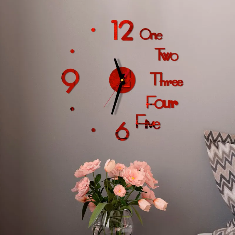 Letter Number Diy Digital Wall Clock 3d Mirror Surface Sticker Silent Clock Home Office Decor Wall Clock For Bedroom Office