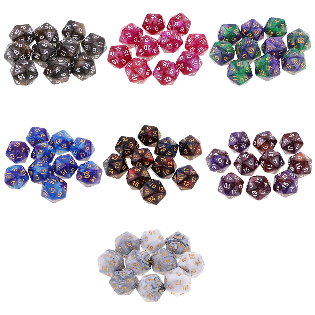 20 Sided D20 Dices Double Colors Dice for Playing D&D RPG Board Game Favours and Math Teaching, Pack of 10