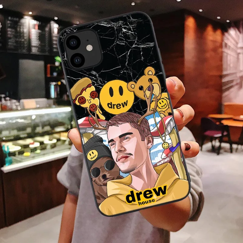 Роскошный бренд Drew House Джастин Бибер мягкий чехол для телефона для iPhone 11 Pro MAX Smiley face для iPhone X SE 6 6S 7 8 Plus XR Xs Max