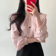 Aliexpress - Shintimes Button White Blouse Casual Woman Clothes 2020 Vogue Fall Pink Long Sleeve Shirt Women Chemisier Femme Blusas De Mujer