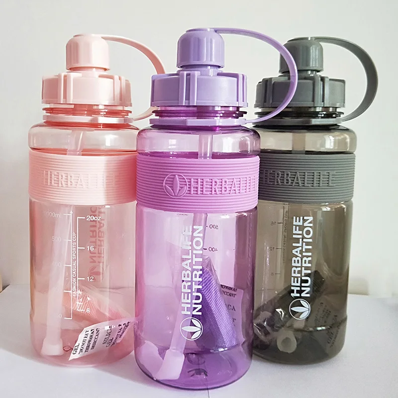 Clearance 1000ml 1l Herbalife Nutrition Pink Black Green Sports Straw Type Water Bottle With