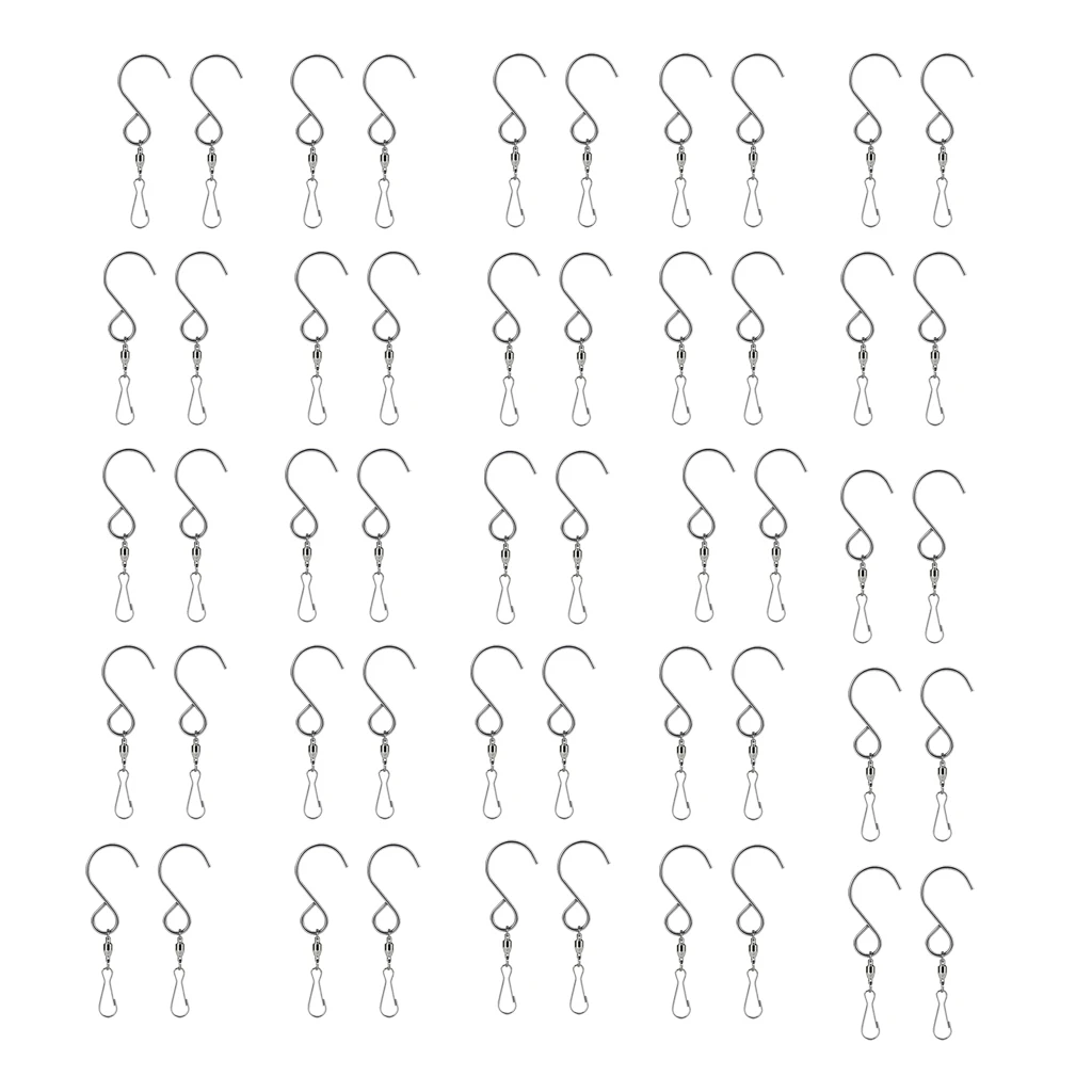 50Pc Swivel Hooks Clips Hanger Hanging Wind Chimes Crystal Twisters Spinning