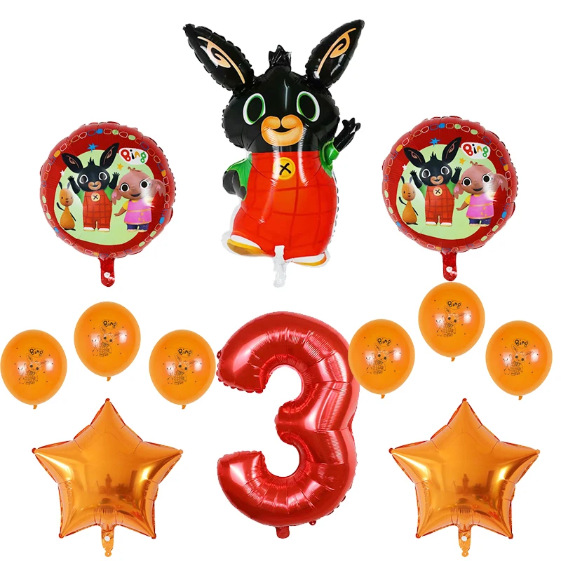 Orange 3 12 шт. Bing Bunny воздушные шары из фольги с мультяшным кроликом воздушные шары с цифрами 30 дюймов красного и черного цвета для детей 1, 2, 3, 4, 5 лет, товары для декора на день рождения, игрушки - Цвет: Orange 3