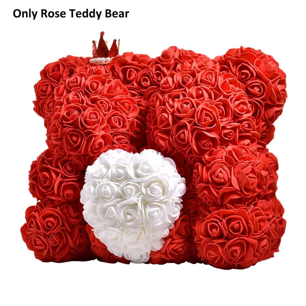 Подарки на день Святого Валентина, большое ожерельес 25 см красная роза Teddy Bear пены розы искусственные украшения с 3 м Светодиодные лампы Подарочная коробка подарок на день Святого Валентина - Цвет: Зеленый
