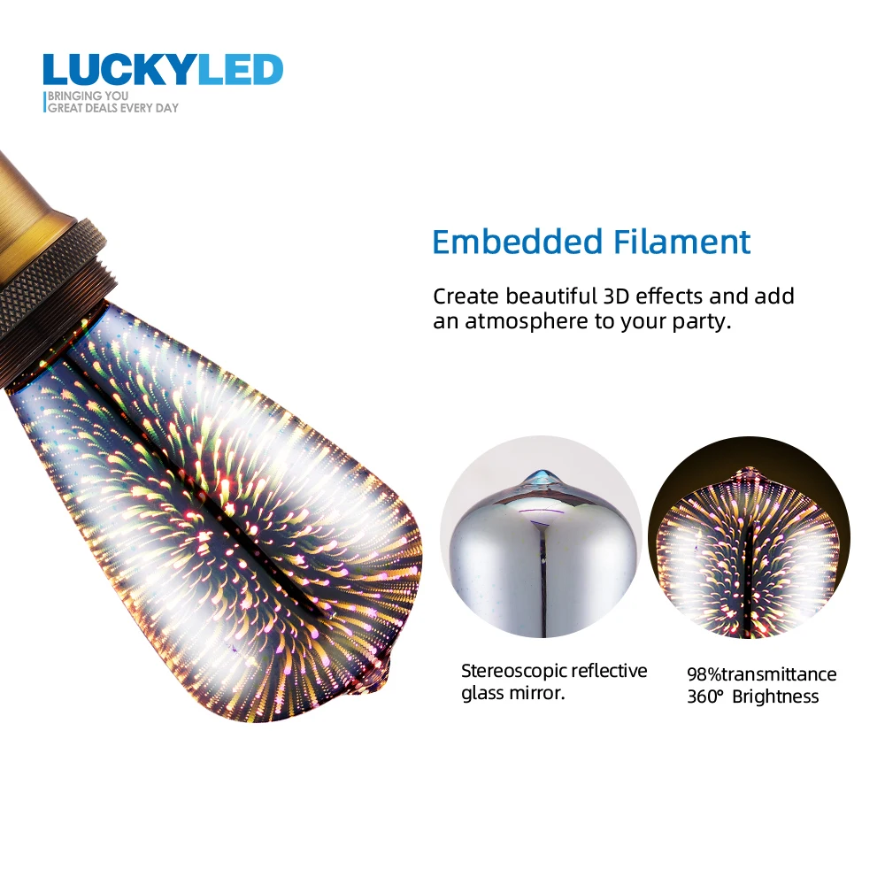 LUCKYLED светодиодный лампы E27 A60 ST64 G80 G95 G125 3D украшения лампы AC 90-265V Ретро светильник лампа праздничный светильник s, стилизованные под языки пламени Новинка