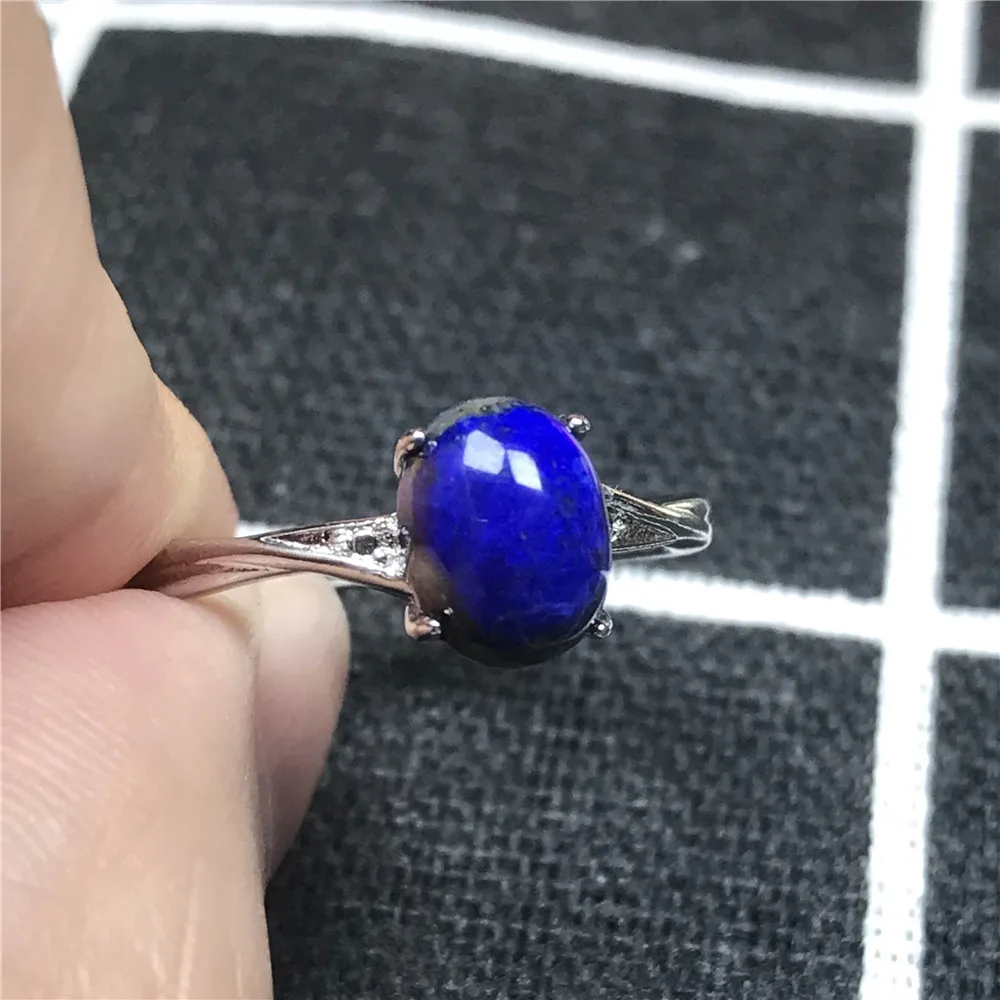 

8x6mm Adjustable Ring Natural Royal Blue Lapis Lazuli Ring Wedding Party Oval Beads Gemstone Ring For Woman Man Jewelry AAAAA