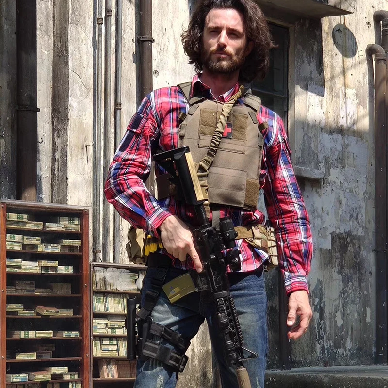 Army Fan Plaid Tactical Shirt Men Women 