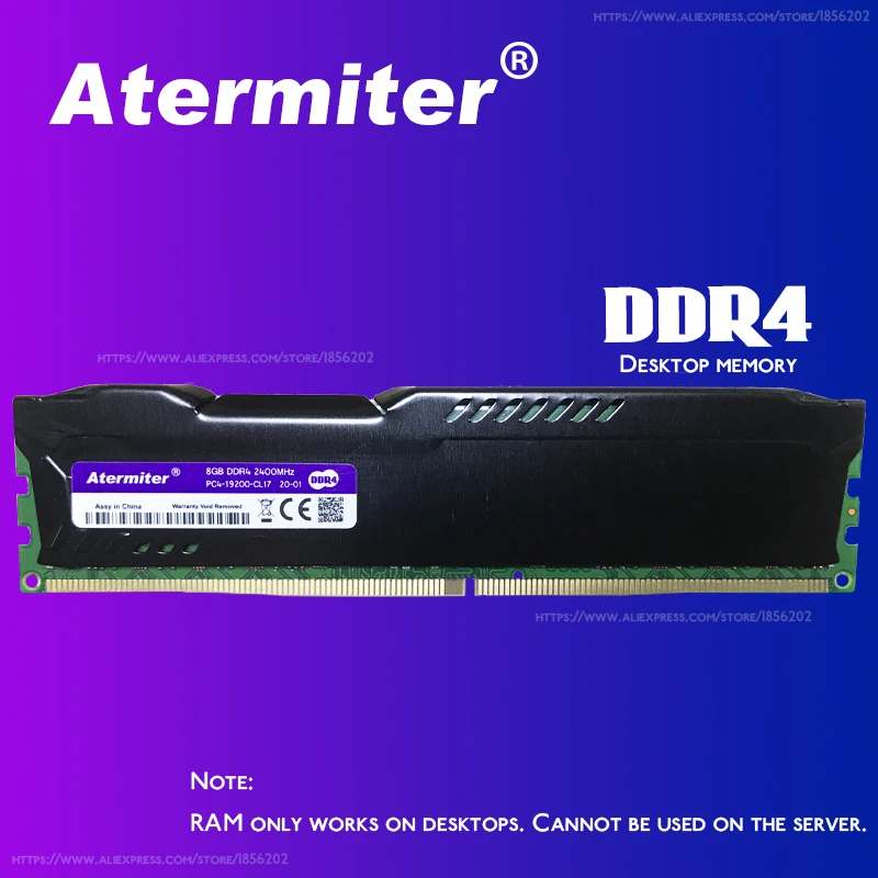 Atermiter 32 ГБ 16 8 4 ПК Память RAM Memoria модуль компьютерный Настольный DDR4 PC4 4G 8g 16g 2400Mhz 2666Mhz