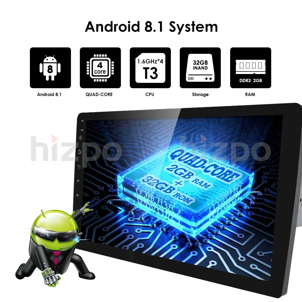 10,1 дюймов Android 8,1 2G+ 32G RDS gps навигация Мультимедиа dvd-плеер Bluetooth wifi MirrorLink OBD2 Универсальный 2Din автомобильный Радио FM
