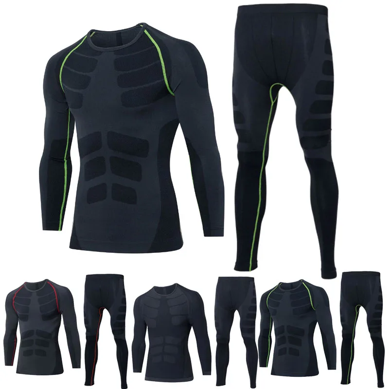 

T-shirts+ Pants Thermal Underwear Sets Men Quick Dry Anti-microbial Stretch Men's Hunting Base Layers Male Warm Long Sleeve Suit