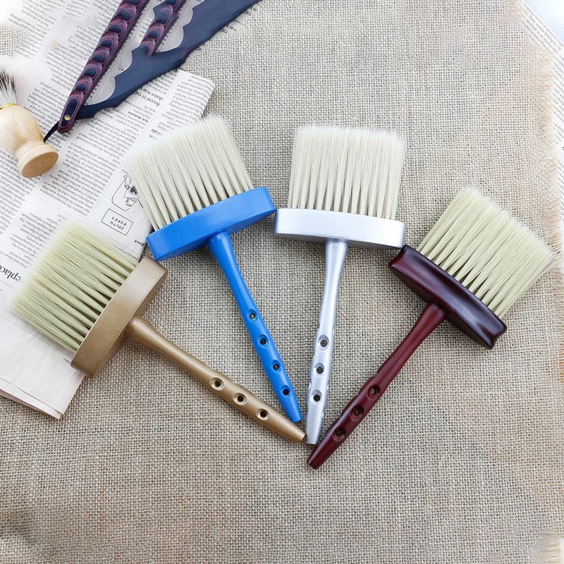 1 шт. стилист стрижка Шея мягкой щеткой полые деревянная ручка волос, щетка для волос, щетка Парикмахерская парикмахера щеточка для шеи