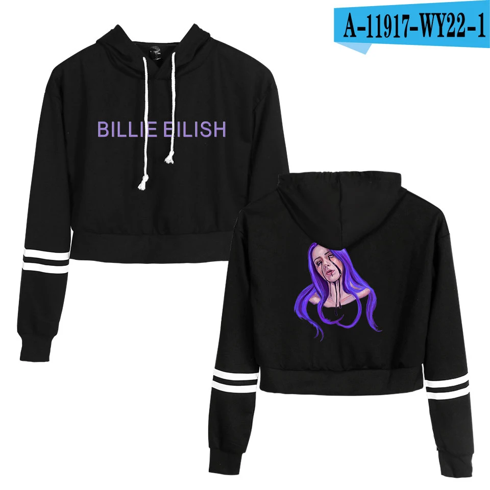 Толстовки в стиле хип-хоп Billie Eilish Kpop, укороченный топ, толстовки, женская сексуальная Весенняя Осенняя хлопковая одежда Billie Eilish, сексуальная одежда для девочек