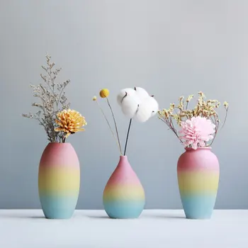 

Decorative Flower Vases Table Filler Rainbow Small Ceramic Creative for Wedding Centerpiece Office Desk Room Restaurant Style