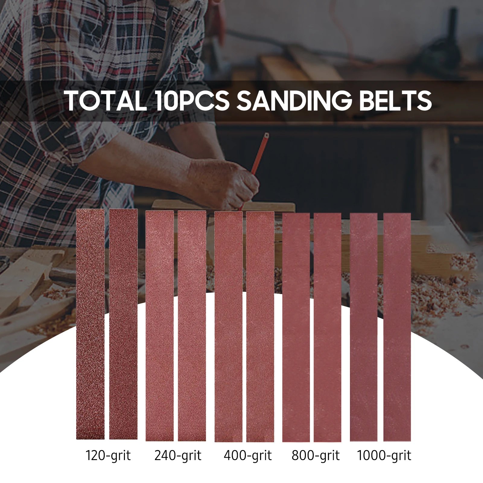 Sanding Belts Aluminum Oxide Paper 30x330mm 10 Pack (2 Each of 120 240 400 800 1000 Grits)