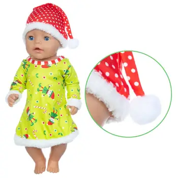 

Born New Baby Fit 17 inch 43cm Doll Clothes Accessories Doll Red White Green Dot Christmas Hat Suit For Baby Birthday Gift