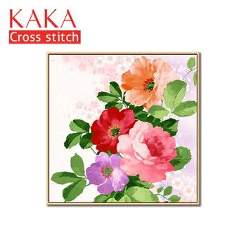 

Cross stitch kits,Embroidery needlework sets with printed pattern,11CT canvas for Home Decor Painting,Flowers Full NCKF177
