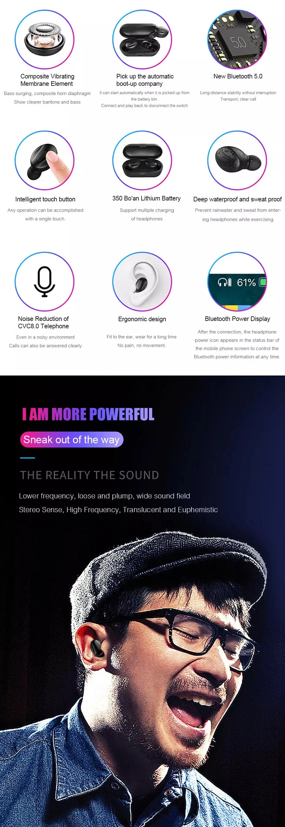 Беспроводной TWS Bluetooth наушники мини спортивные музыкальные гарнитуры в уши Bluetooth 5,0 наушники для мобильных телефонов Android IOS Xiaomi Note