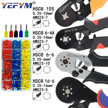 

Tubular Terminal Crimper 6-6 0.25-6mm 23-10AWG & 10S 0.25-10mm 23-7AWG Electrical Crimping Pliers Hand Tools Set HSC8 6-6 10S
