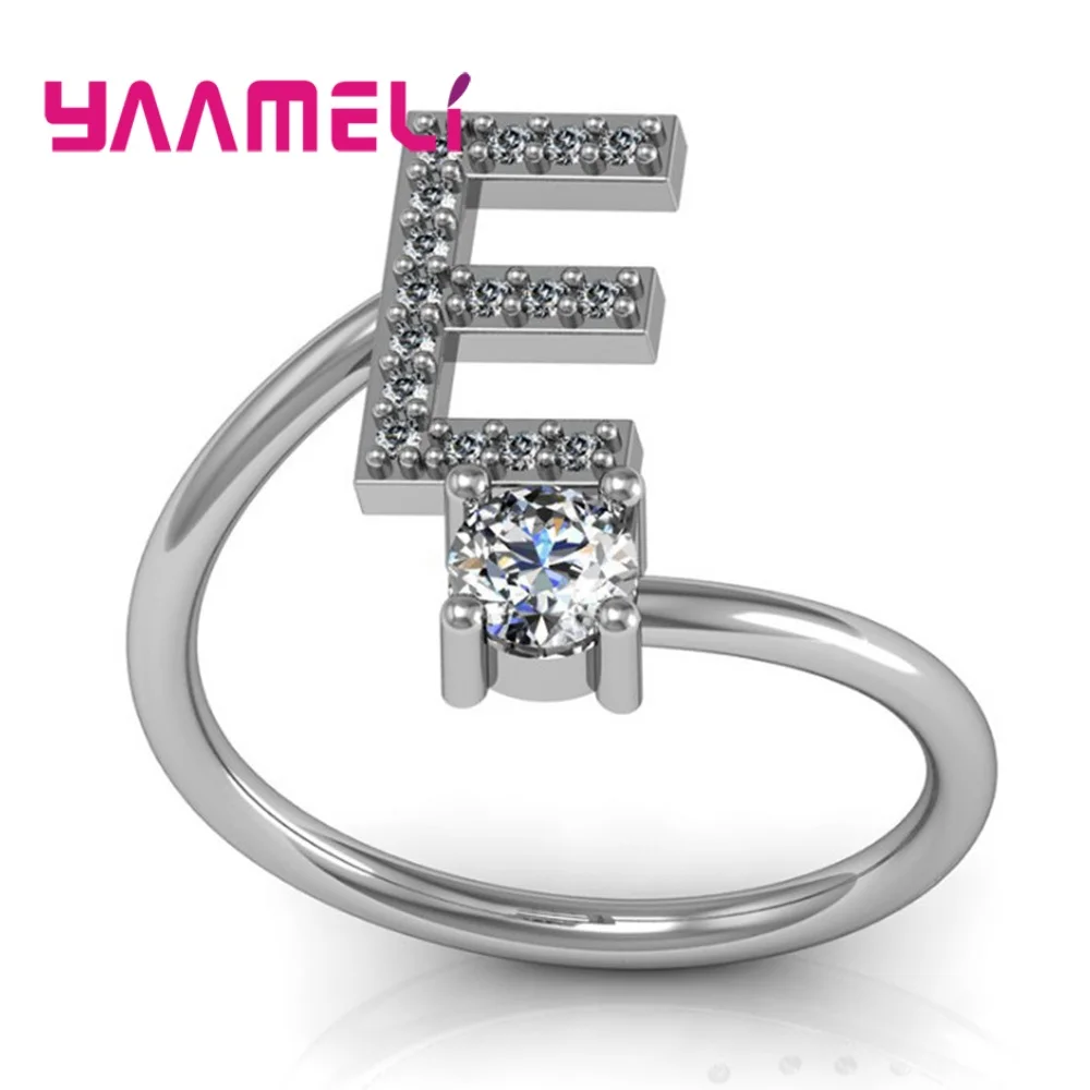 [韓国の人気ジュエリー] 925 silver. Initial ring Fashion Handmade Name A-z Initial Ring For Women Girl Korean