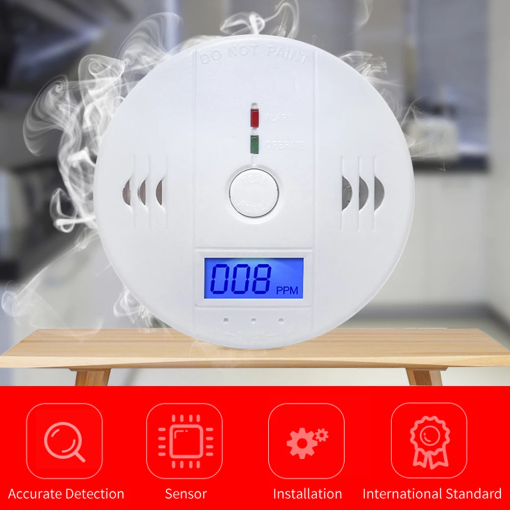 

2pcs High Sensitive Carbon Monoxide Tester Independent Alarm Smoke Detector Fire Alarm Sensor For Home Hotel Library Euqipment