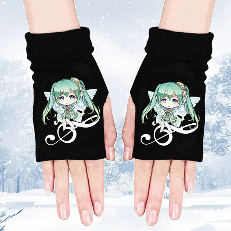 Аниме перчатки Модные манга Hatsune Miku полный палец перчатки унисекс