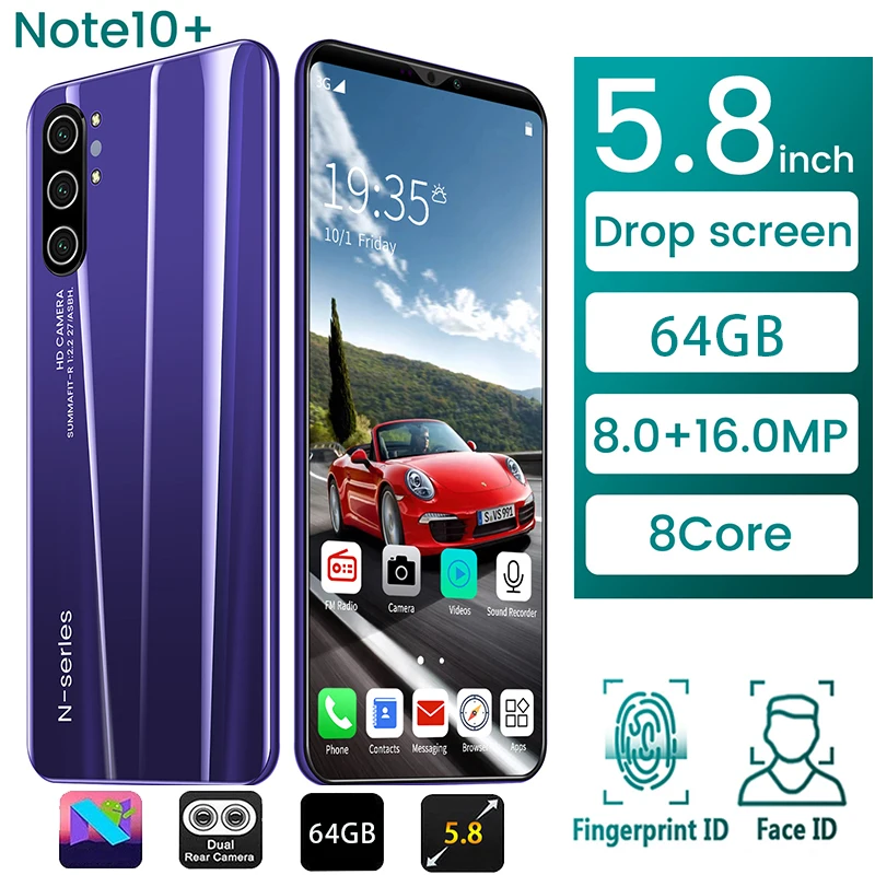 US $106.40 NOTE 10 Smartphone 4G 4000mAh Full LargeScreen Snapdragon 855 4 Camera 8core Android Cell Phone Global Version Free Shipping