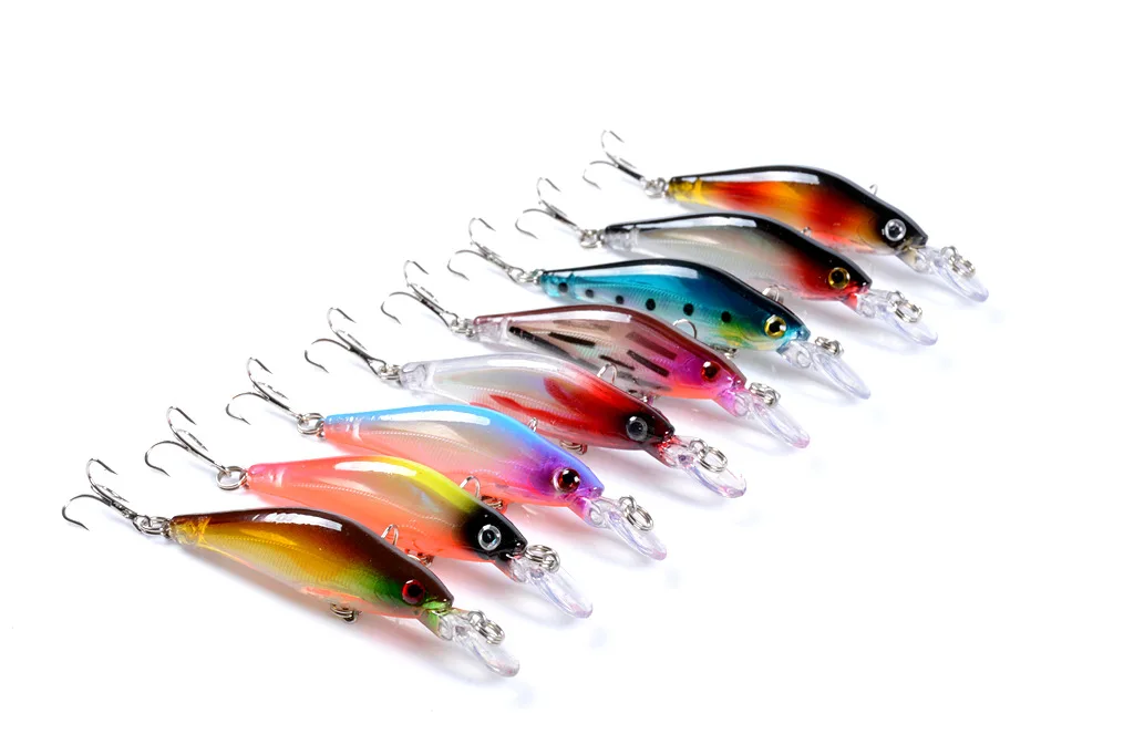 8mm 6.3g Rudra Hard Fishing Lure Minnow Bait Artificial Bait Lure Swimbait Wobbler with 2 High Quality Hooks