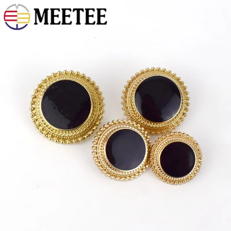 50pcs 15/18/20/23mm Scrapbooking Botones Decorative Button For Women Jacket Black Metal Button Fashion Coat Accessories D4-8