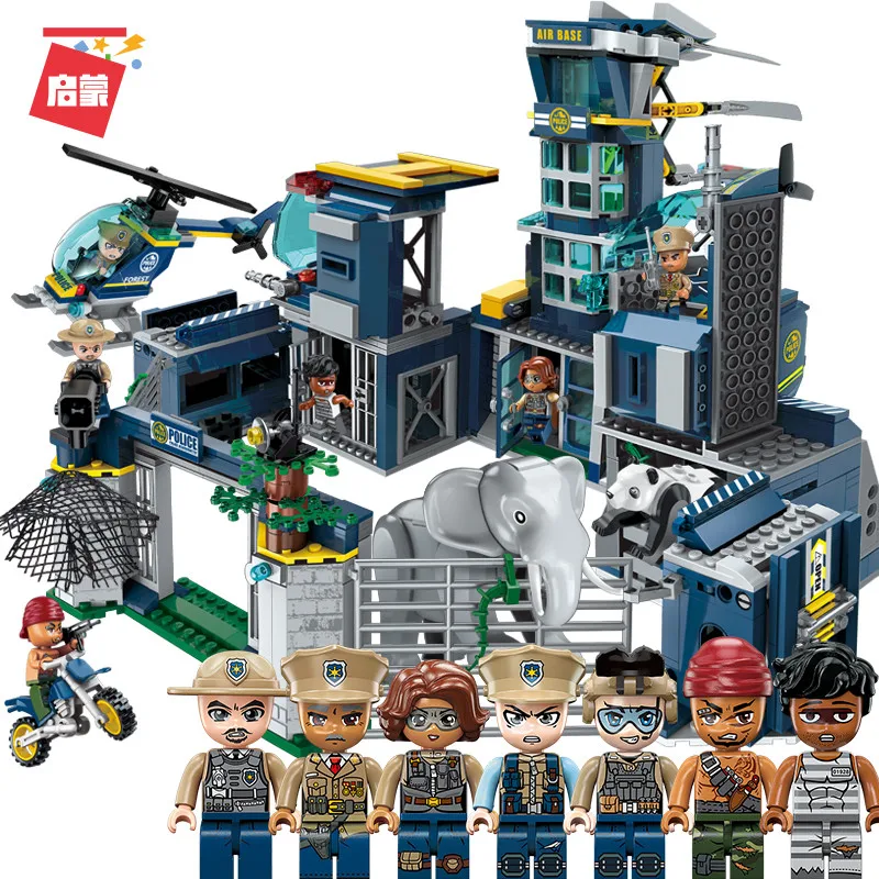

Enlighten 961pcs Building Blocks Compatible with Fly Police office 2 in 1 Models Building Kits Blocks Toys For kids