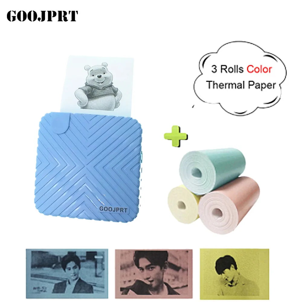P6 PeriPage Mini Portable Bluetooth Wireless Paper Photo Printer Pocket Thermal Printing USB Connection Impresoras Fotos - Цвет: ADD-3 color paper
