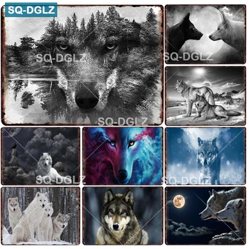 

[SQ-DGLZ] Wolf Metal Sign Vintage Bar Decorative Metal Plaque Plate Wall Decor Tin Signs Wild Wolf Poster Gift