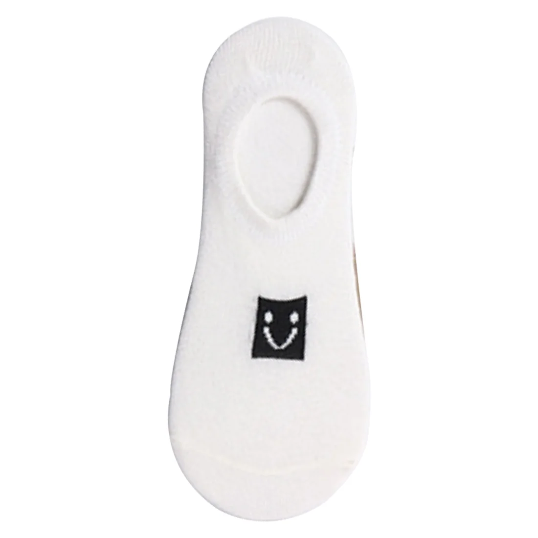 Milky white Boat Socks Smile Face Summer Breathable Comfortable Casual GirlSocS Good Quality Expression Socks 5 Pairs Of Silicone Invisible - Color: Milky white