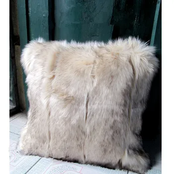 

super soft beige coffee faux fur cushion cover imitation fox fur pillow case decorative pillow cover