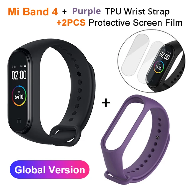 Xiaomi mi Band 4 SmartBand mi Band 4 Браслет фитнес-трекер для измерения сердечного ритма Bluetooth 5,0 50 м водонепроницаемый - Цвет: miband4 N PurplStrap