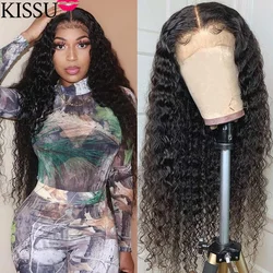 Deep Wave Lace Front Wigs Human Hair Pre Plucked Water Curly 13x4 HD Transparent Lace Frontal Hair Wig 4x4 Closure Wig For Women