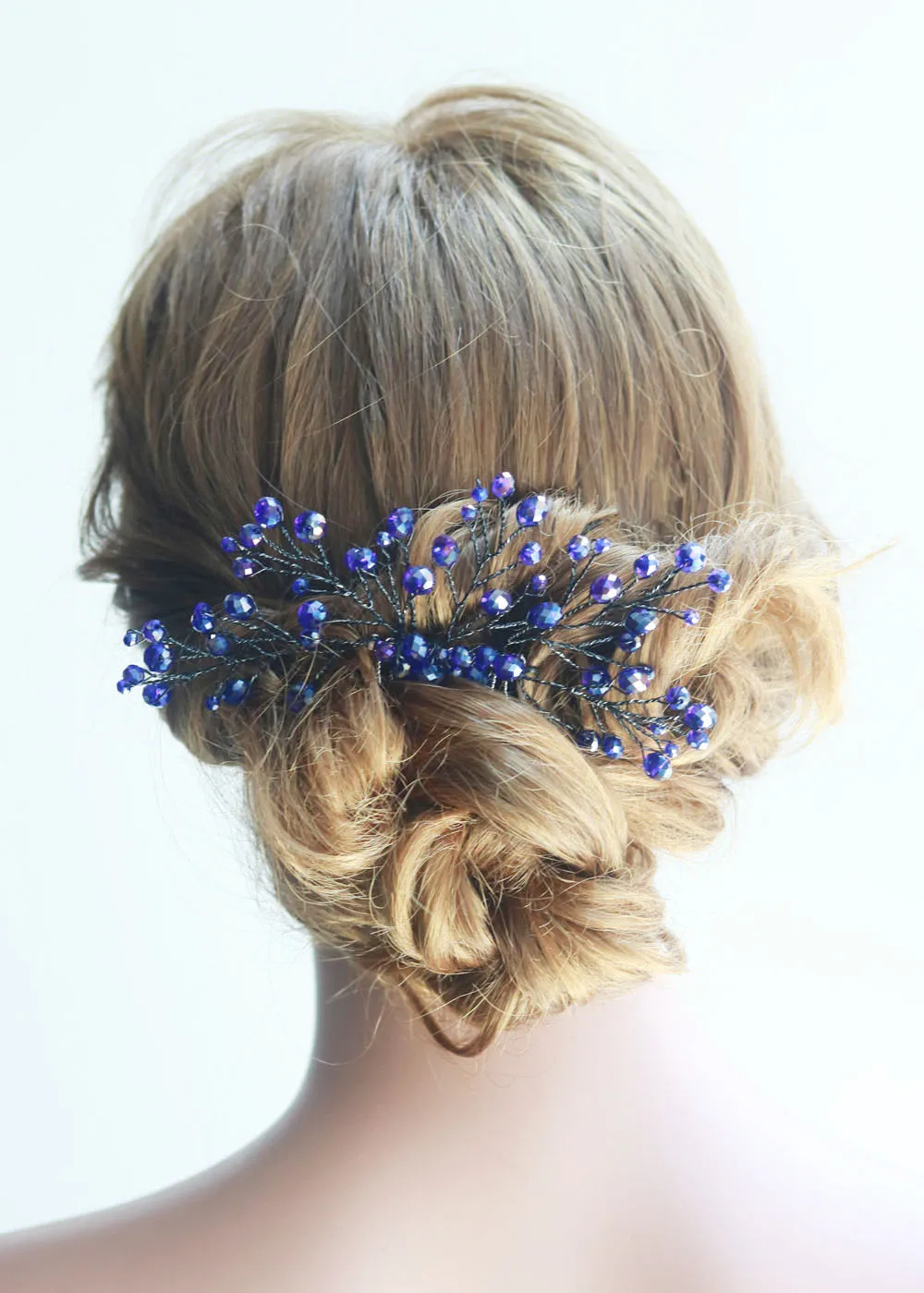 Bridal Black Blue Green Red Crystals Hair Comb Bridal Headpiece Wedding Party Prom Headpiece for Women and Girls