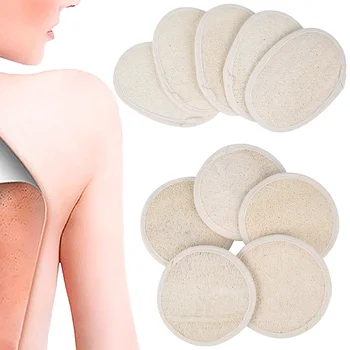 

5pcs Natural Loofah Exfoliating Gloves Luffa Facial Complexion Skin Disc Disk Pads Male Female Face Cleaning Brush Washing Pads