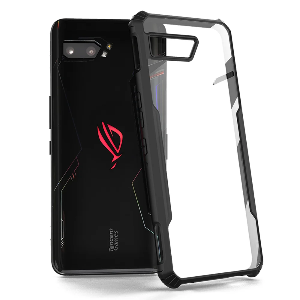 Zshow Case For Asus Rog Phone 2 Armour Case Tpu Frame With Built In Dust Cover Clear Pc Back Air Trigger Compatible Phone Case Covers Aliexpress