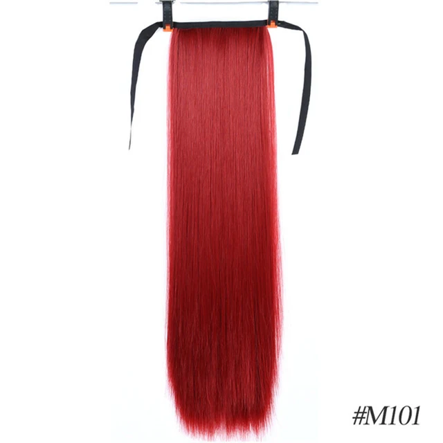 MSTN 30-Inch Synthetic Hair Fiber Heat-Resistant Straight Hair With Ponytail Fake Hair Chip-in Hair Extensions Pony Tail Wigs M101