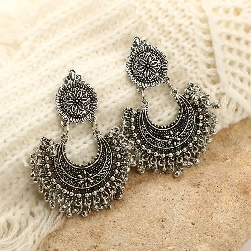 Металлическая кисточка Jhumka индийские этнические болливудские висячие серьги