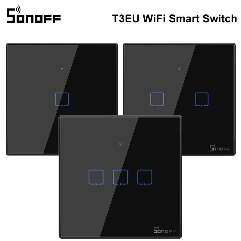 SONOFF T3EU TX Smart WiFi настенный сенсорный выключатель с рамкой для умного дома Автоматизация 433 RF/Voice/APP/Touch control