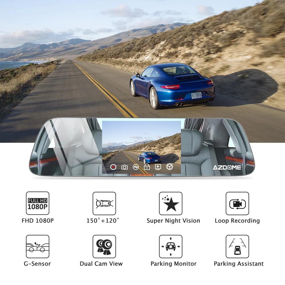 

1080P 720P Automobile Camera Recorder Dash Cam Night Vision Mode Mirror 5.5" IPS Screen Car Rear View DVR parking monitoring