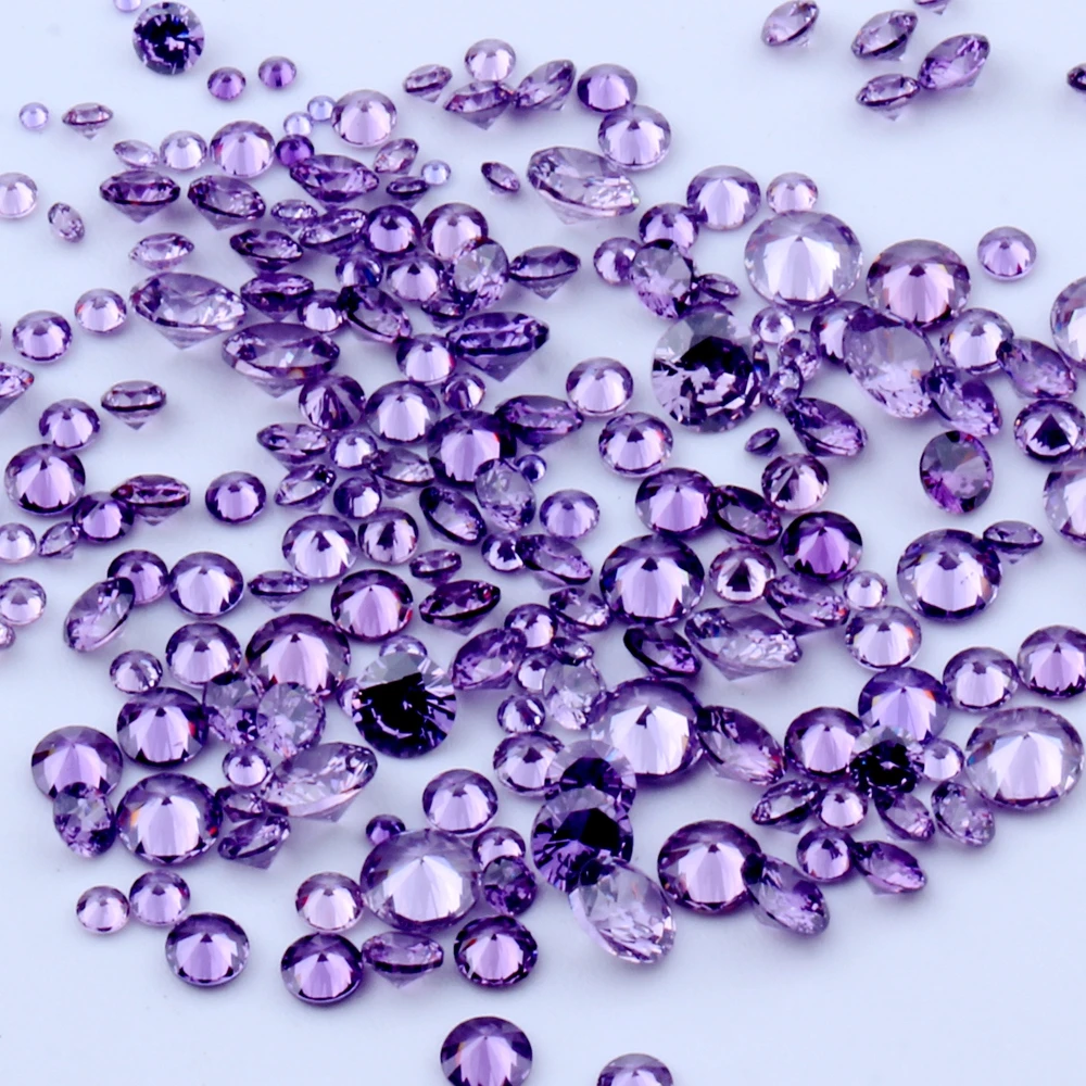 

100pcs 1mm-4mm 5A And Mixed Sizes Round Beads Cut CZ Stone Brilliant Purple Color Cubic Zirconia Synthetic Gems stone