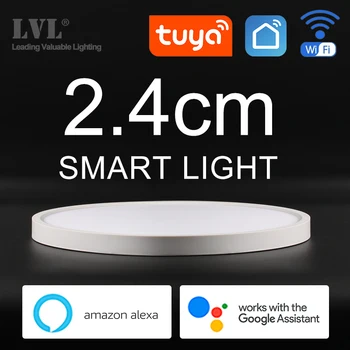 현대 LED 스마트 천장 조명 Dimmable 홈 Lighing WiFi Tuya App AI 음성 제어 초박형 표면 장착 천장 조명
