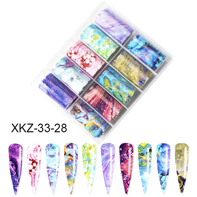 Star Transfer Paper Laser Leopard Print Gale Camouflage Small Fresh Fruit Star Set Nail Sticker Decorative Art 1Box 10 Grid