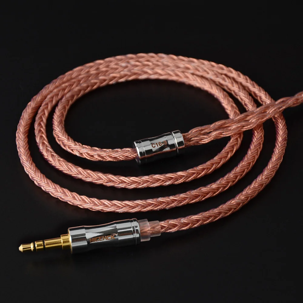 Nicehck-cabo de Cobre de Alta Pureza C163 16 Núcleos 3.5 mm 2.5 mm 4.4 mm Plug Mmcx 2pin Qdc Nx7 Pin Zsx C12 c9 Tfz Nicehck Nx7 Pro Db3
