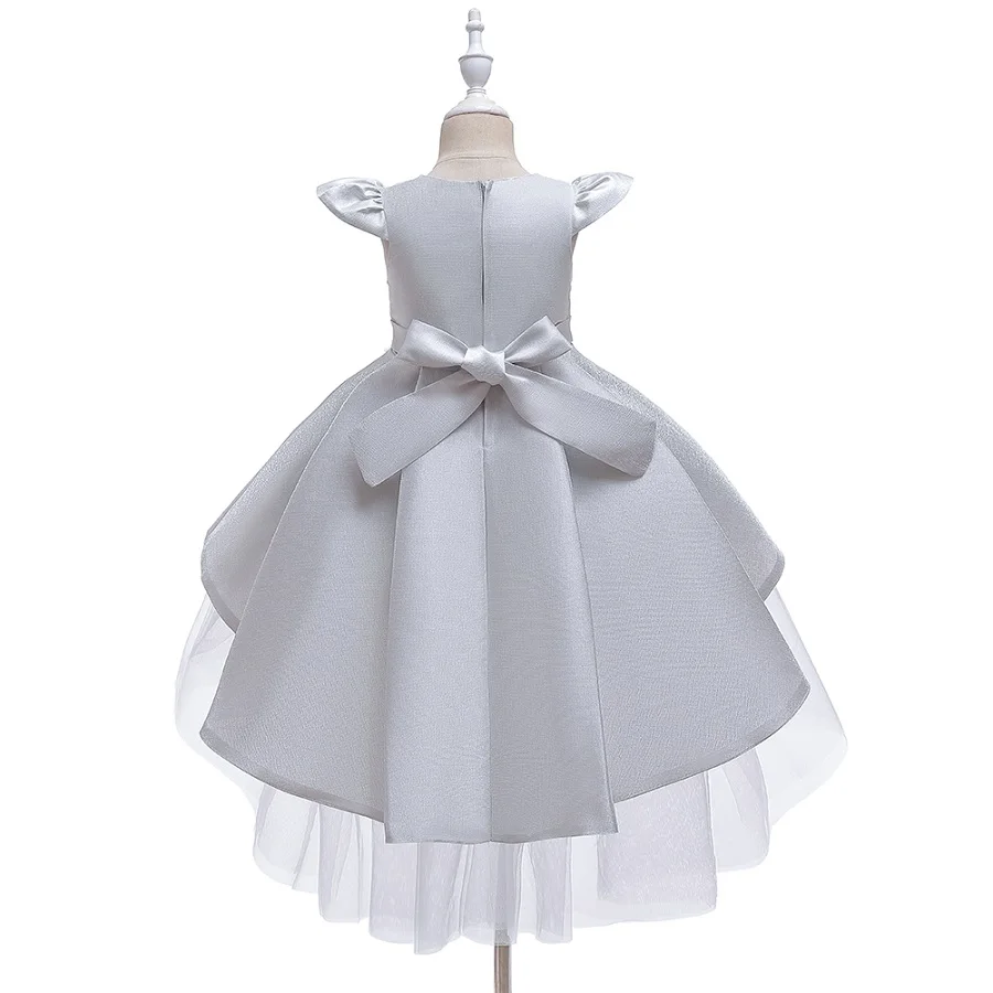 Шелковое платье принцессы с вышивкой для девочек на свадьбу; вечерние платья для малышей; Детские Атласные пышные платья для первого причастия