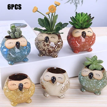 

Cute Owl Shaped Succulent Flower Pot Mini Ceramic Decorating Flower Pot Durable Succulent Planter Gift