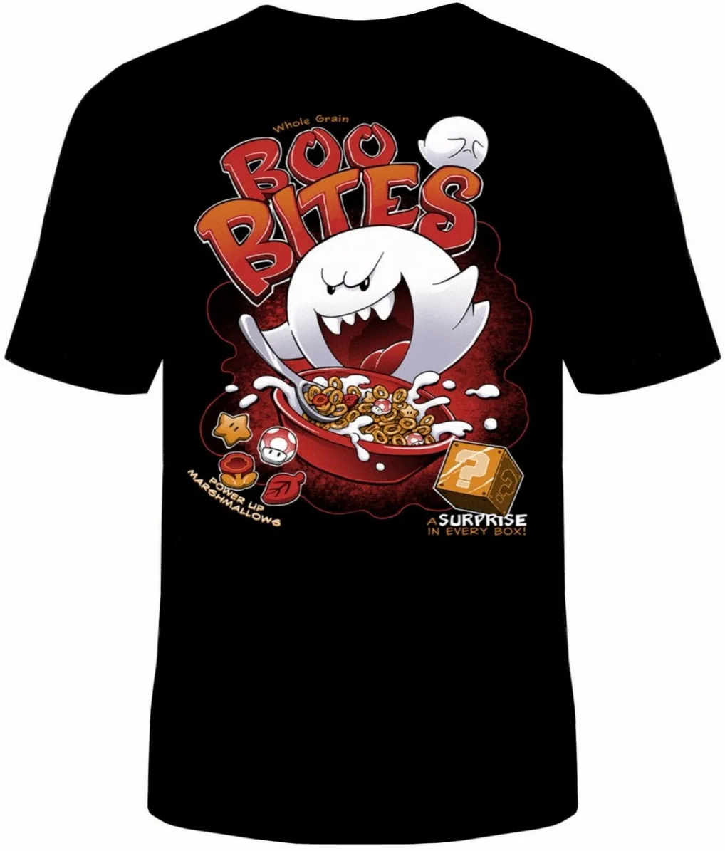 Nintendo Boo Bites Cereal T-Shirt Unisex Cotton Funny Sizes Ghost Halloween New O Neck Tops TEE Shirt |