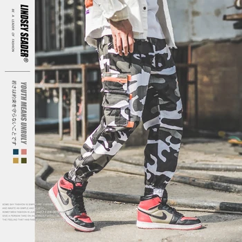 

Lindsey Seader Side Zipper Pockets Cargo Harem Joggers Pants Men Hip Hop Casual Sweatpants Camouflage Harajuku Fashion Trousers